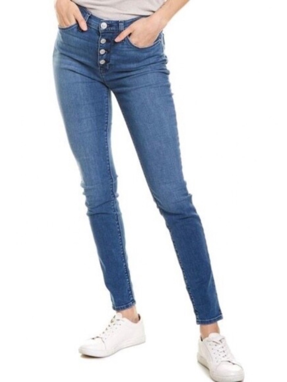HUDSON Blair High-Rise Super Skinny Ankle Button Front Jeans New Without Tags